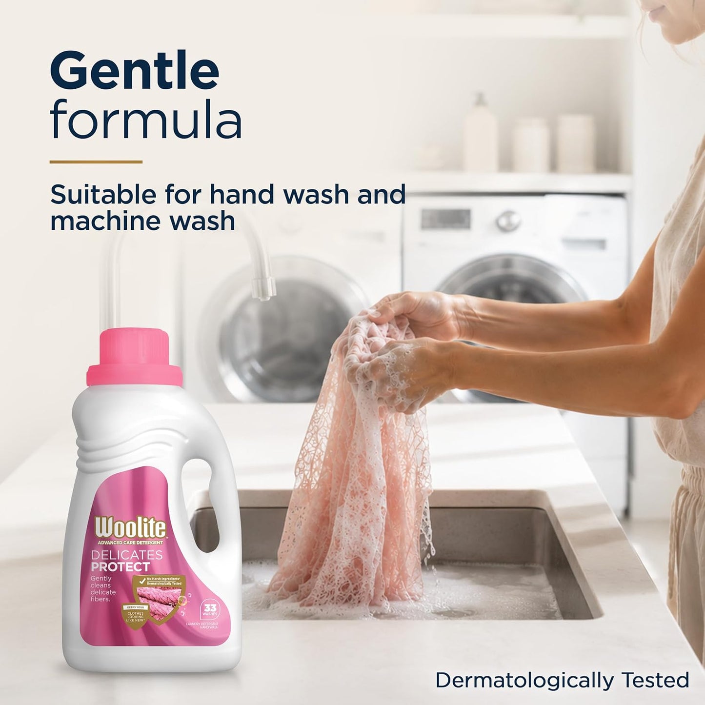 Woolite Delicates Liquid Laundry Detergent for Machine and Hand Wash – Gentle Care for Silk, Wool & Fine Fabrics, 50oz