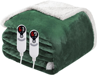 Soypipo Electric Heated Throw Blanket 50"x60", Faux Fur Plush with 4 Heat Settings & 2/4/8/10H Auto Shut-Off, Overheat Protection, Machine Washable, for Office & Chair, Dark Grey