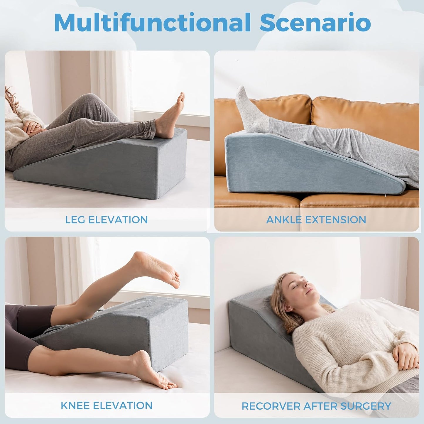 Ganondorf Leg Elevation Pillow, Premium Foam Leg Support Adjustable Wedge Pillow Relieves Joint Pain After Surgery Ergonomic Curve for Leg Support Promote Blood Circulation Single Leg