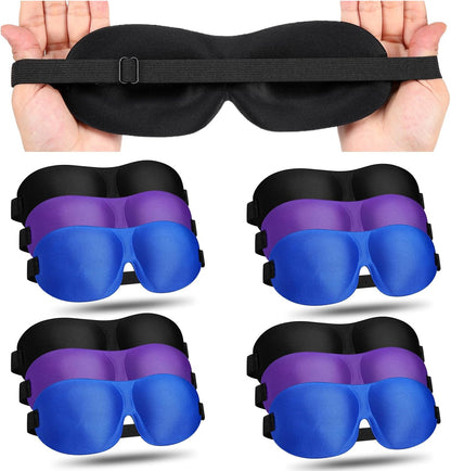 Bonuci 20 Pack Sleep Mask Blackout 3D Eye Mask for Ultralight Sleeping Night Blindfold Eye Covers with Adjustable Strap for Men Women Travel Gift Back and Side Sleeper (Dark Purple)