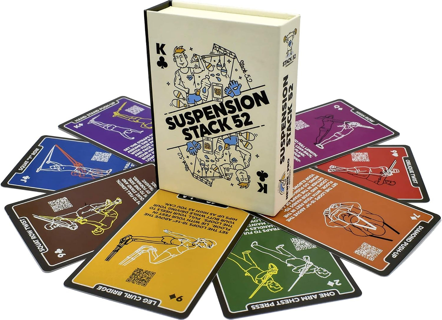 Stack 52 Suspension Exercise Cards Mega Pack | Suspended Bodyweight Resistance Workout Game. Video Instructions Included. Fun Home Fitness Program.
