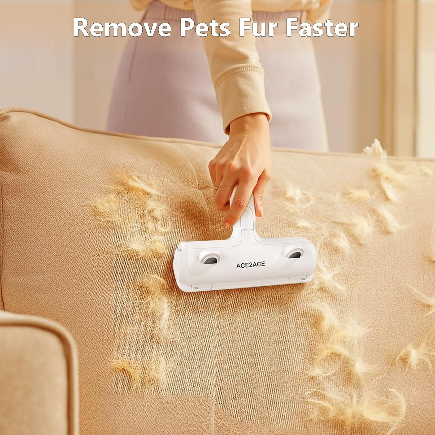 ACE2ACE Pet Hair Remover, Reusable Lint Roller for Cat and Dog Hair, White | Self Clean Cat Hair Remover with Dust Bin, Dog Hair Remover for Couch, Furniture, Carpet, Sofa and Bedding