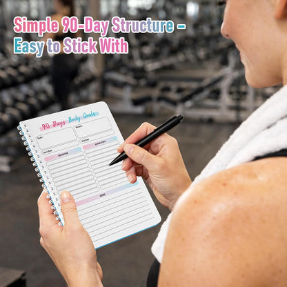 90-Day Weight Loss Planner – Spiral Bound Fitness & Wellness Journal with Daily & Weekly Trackers, Meal Planning, Habit & Workout Logs, 100 GSM No-Bleed Paper, Waterproof PVC Cover