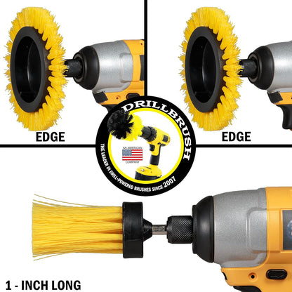 Tile and Grout Cleaning Drill Brush Set - Bathroom Scrub Brush for Drill | 3 pack Drill Brush Power Scrubber Cleaning Brush Yellow Medium Stiffness - Shower Floor Scrub Brush for Drill - Crevice Brush