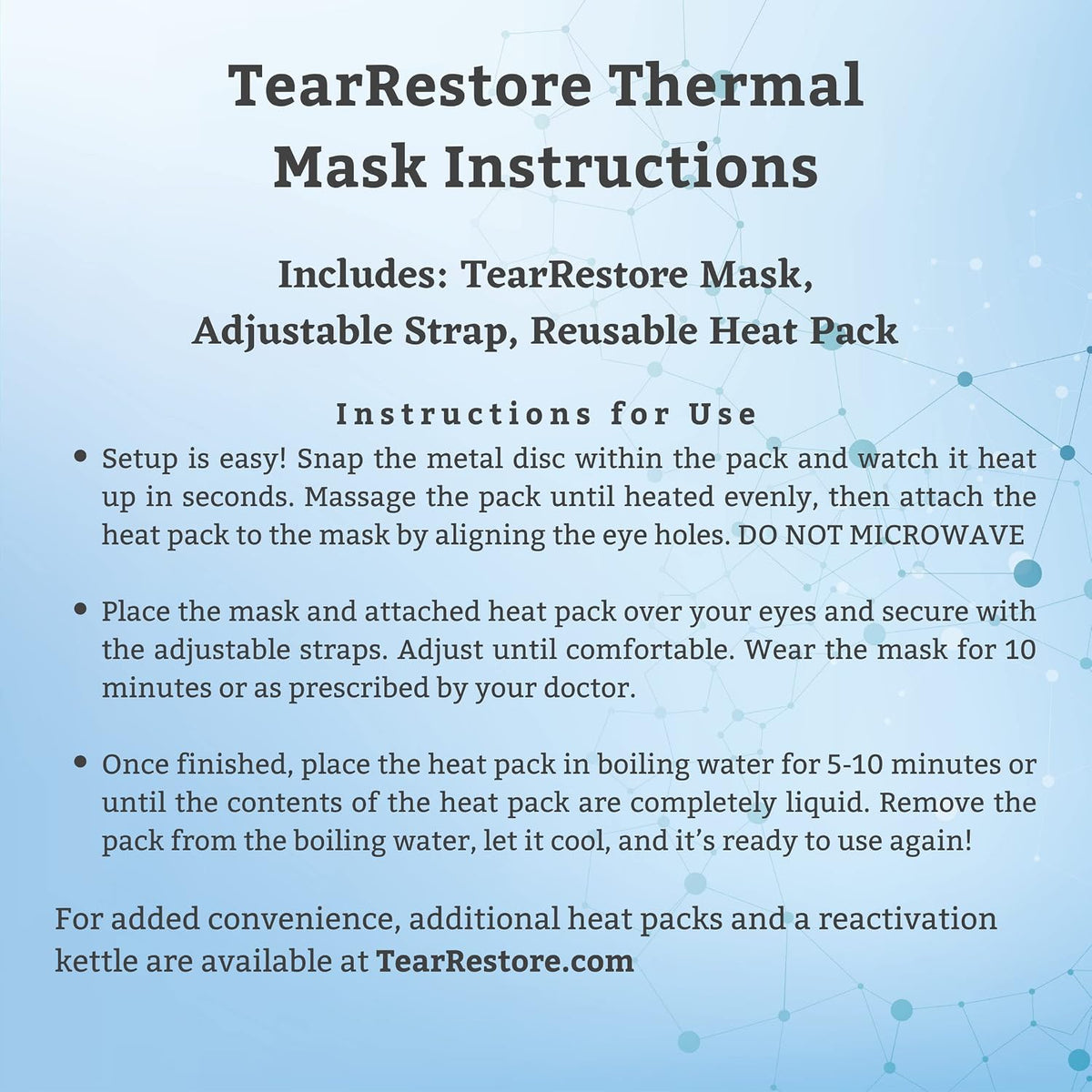 TearRestore Reusable Open Eye Heated Mask Compress for Dry Eyes and Styes