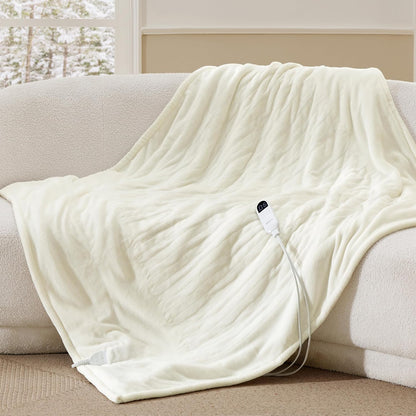 Bedsure Heated Blanket Throw Blanket with Preheat Function - Fast Heating Electric Blanket, Soft Flannel Throw with 6 Time Settings(Up to 10H), 6 Heating Settings, Gifts for Grandma (50"x60", Grey)