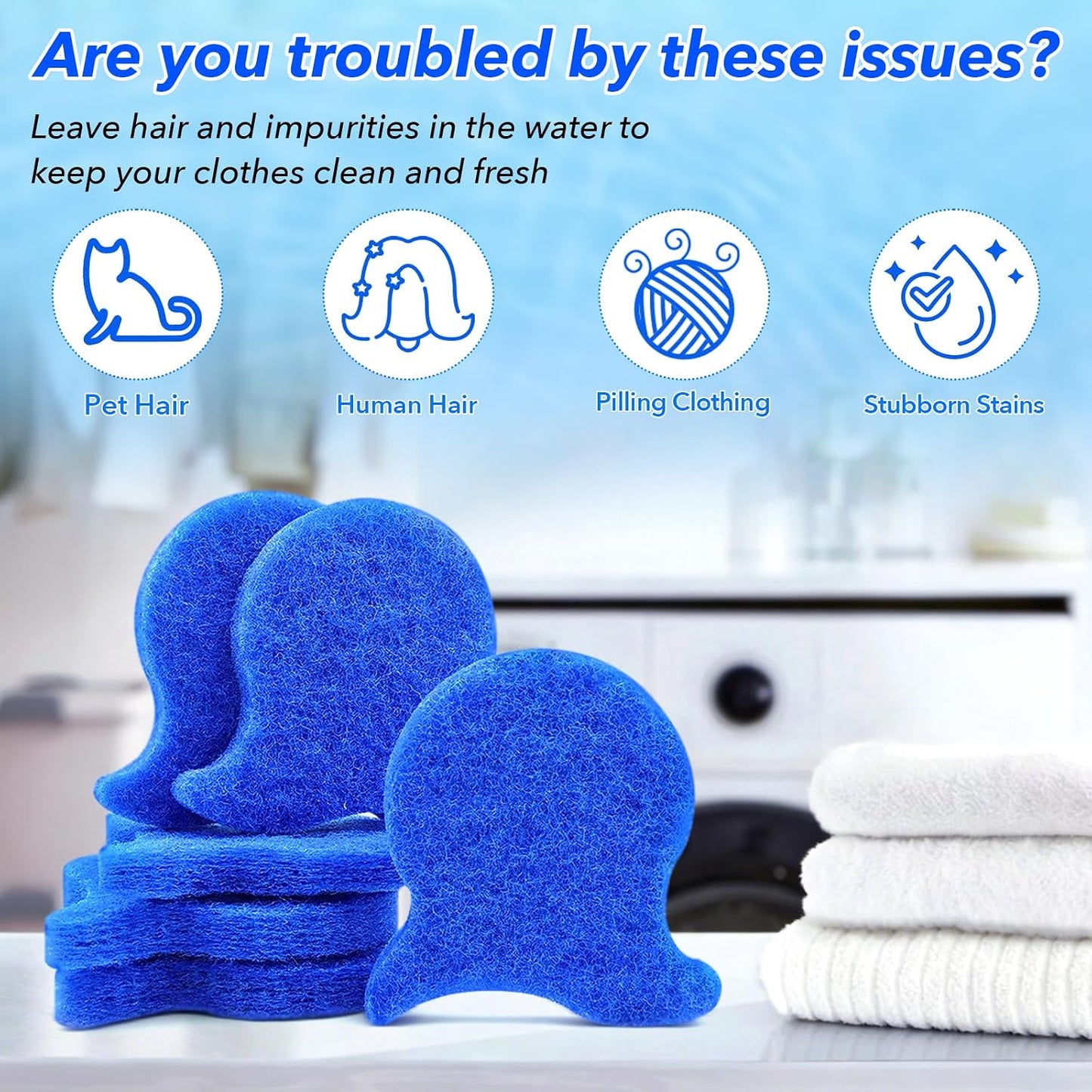 6 Pack Pet Hair Remover for Laundry,Reusable Dog & Cat Hair Remover for Laundry,Effectively Removes Pet Hair, Lint and Dander from Bedding and Clothing, Suitable for Washing Machines, Dryers