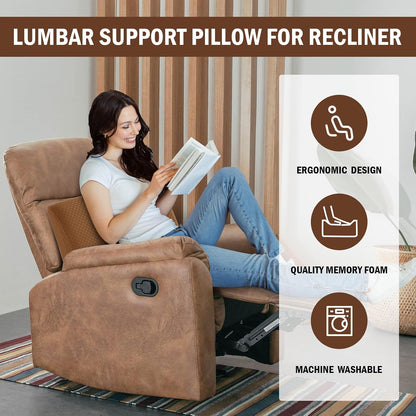 HOMBYS Lumbar Support Pillow for Recliner Chair, Memory Foam Back Support Cushion for Elderly,Extra Large Lumbar Support Pillow,Thick Backrest for Home Reading (Grey, 20“x13.5"x5")