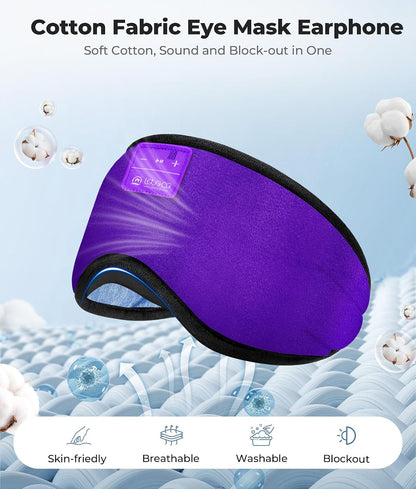 LOVE EYE Sleep Headphones Bluetooth 5.4 Sleeping Eye Mask Wireless Music Earphones with Built-in HD Speakers for Side Sleepers Cotton Sleeping Headphones for Women Men Gifts (Lavender Purple)