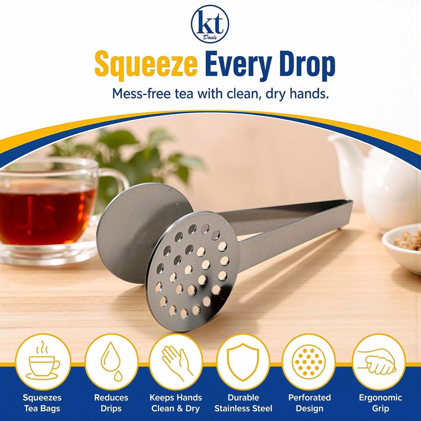 2 Pack Tea Bag Squeezer Stainless Steel Tea Bag Squeezer Tongs Strainer Gripper Picker