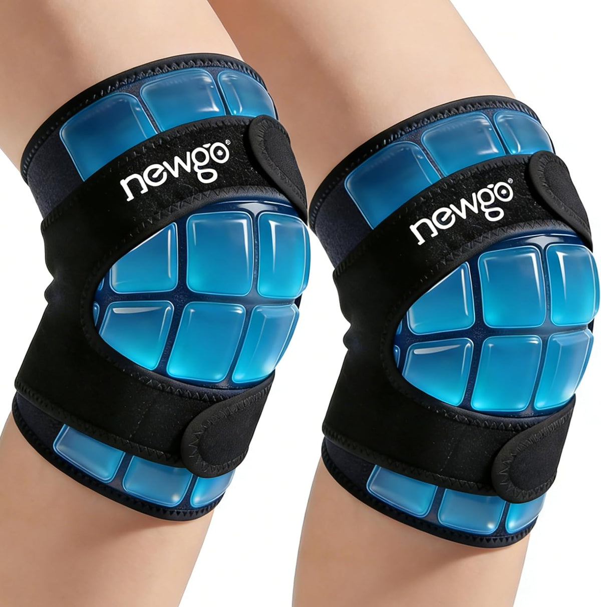 NEWGO 360° Knee Ice Wrap, 60-Min Cold Therapy with Ice Grid