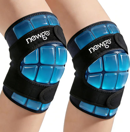 NEWGO 360° Knee Ice Wrap, 60-Min Cold Therapy with Ice Grid