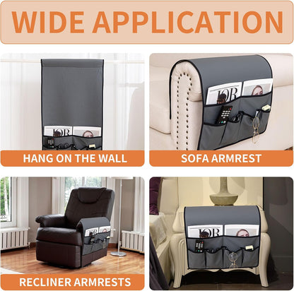 HAOMAIJIA Sofa Armrest Organizer, Remote Control Holder for Recliner Couch | Anti Slip Arm Chair Bedside Caddy Storage Organizer With 6 Pockets For Cell Phone Tv Remote Control Magazines (brown)