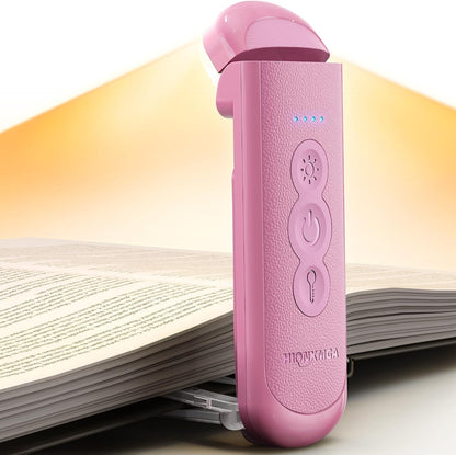 HIONXMGA Book Light Rechargeable, Eye-Care Clip on Reading Light for Books in Bed, 3 Color & Stepless Dimming, 140H Long Lasting Book Lights for Reading at Night, Gifts for Book Lovers(Black)
