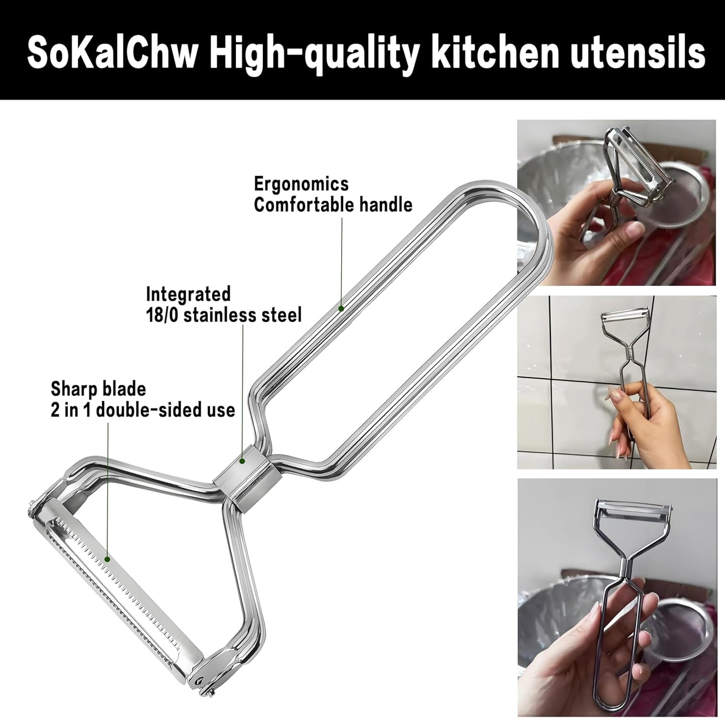 Potato Peelers for Kitchen, 2 Pcs, Just Like Mom's old steel Peeler | for Swivel,Metal,Original,Vegetable,Carrot,left and right handed