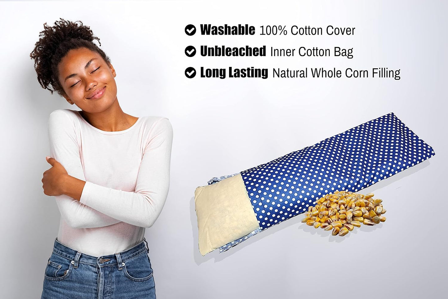 Microwavable Corn Filled Heating Pad and Cold Pack/Washable 100% Cotton Cover (Cross Hatch - Mint, 7.5in W x 11in L)