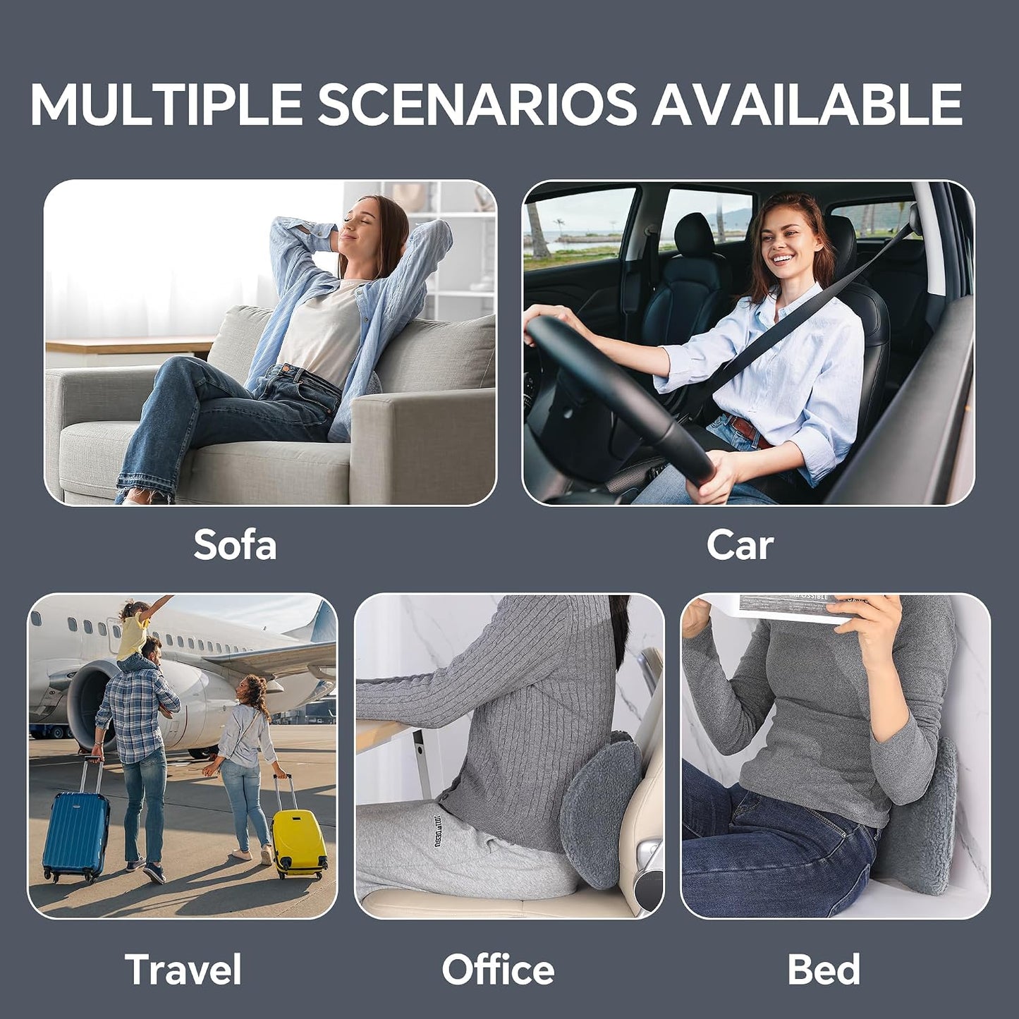 ROYALAY Sherpa Lumbar Support Pillow for Recliner, Memory Foam Back Pillow for Chair, Warm Couch Back Cushions for Elderly with Machine Washable Cover, Lumbar Pad for Car Office Chair, Brown