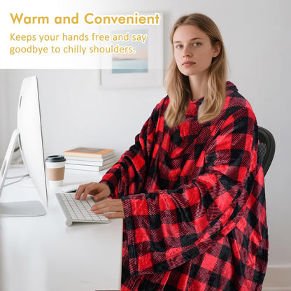Catalonia Wearable Blanket with Sleeves & Foot Pocket for Adults | Soft Fleece Throw Wrap with Hands-Free Comfort, Perfect for Reading, TV Time & Relaxing, Christmas Gift for Women & Men