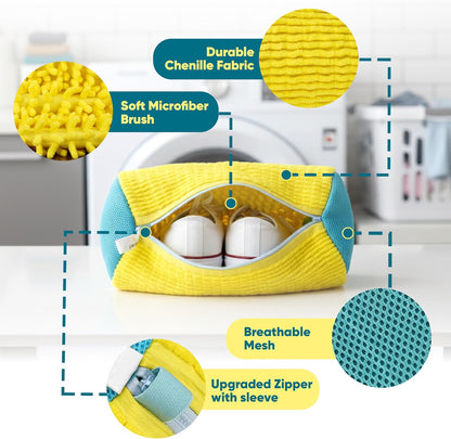 Shoe Washing Machine Bag - 2pcShoe Cleaning Bag for Sneakers, include 1 shoe brush,1 drying hook