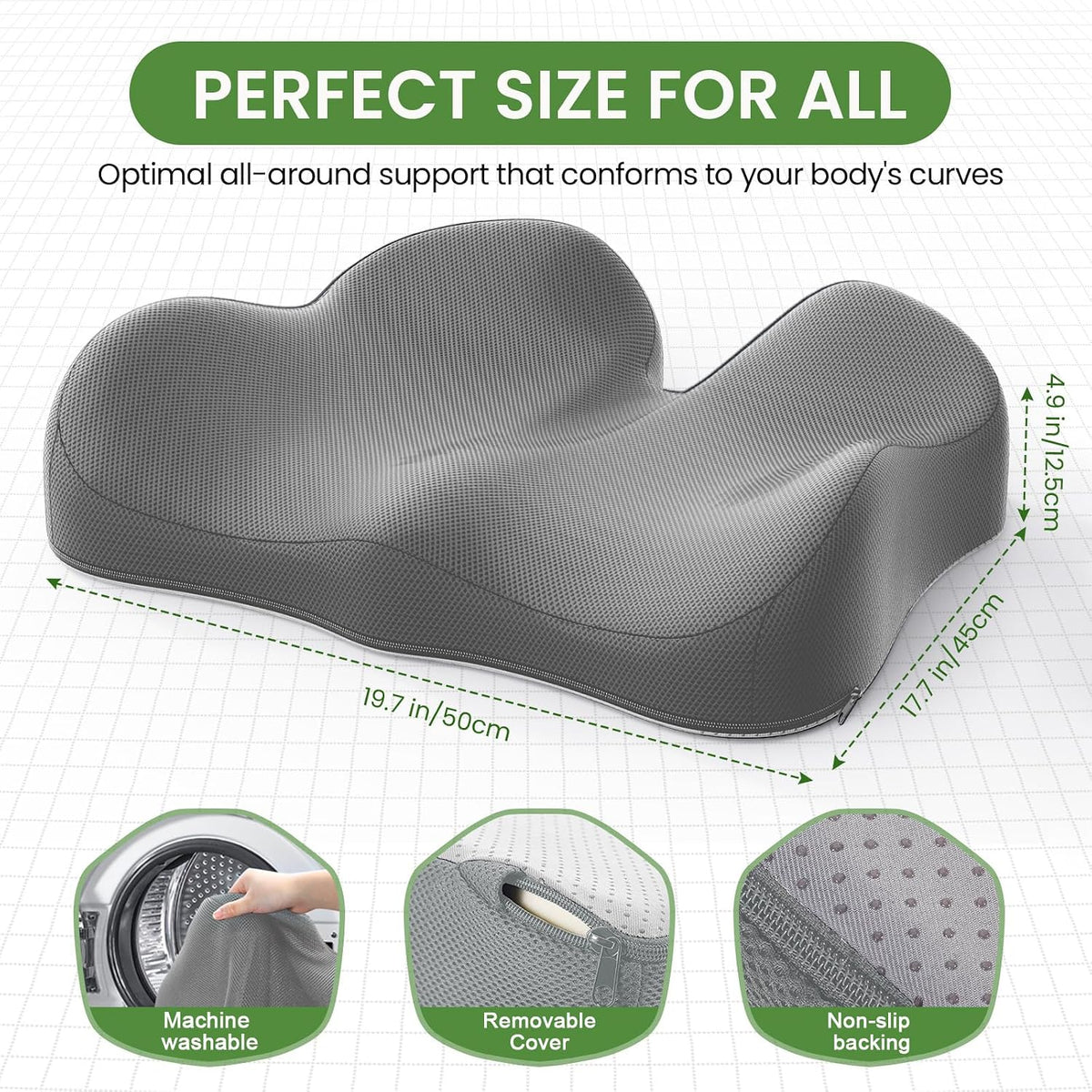 A-Pce Ergonomic Seat Cushion, Non-Slip Seat Cushion for Office Chair, Black