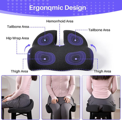 Ergonomic Seat Cushion, Office Chair Cushion for Sciatica Support, Pink