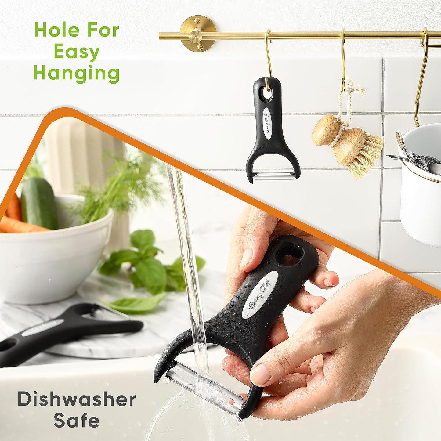 Spring Chef 3pcs Vegetable Peelers for Kitchen, Swivel, Y & Julienne Peeler | Premium Stainless Steel Potato Peelers with Soft Grip Handles, Ultra Sharp Blades for Fruits, Veggies, Apples, Carrots