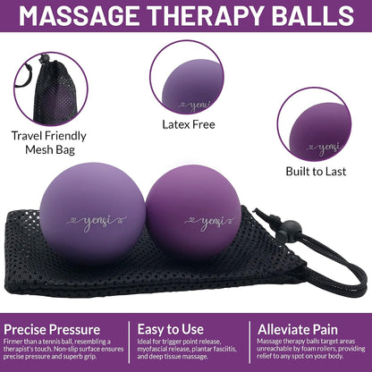 Silicone Massage Lacrosse Balls for Trigger Point Therapy, Muscle Knots, and Physical Therapy. Set of 2 Balls with Carrying Bag. Latex-Free. Ideal for Deep Tissue Massage and Myofascial Release