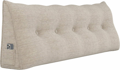 Headboard Wedge Pillows for Sitting Up in Bed Rest Adult，Triangular Upholstered Stuffed Reading Pillow for Sofa Couch Back Cushions Lumbar Body Support Dorm Bedroom（King，Corduroy Gray）