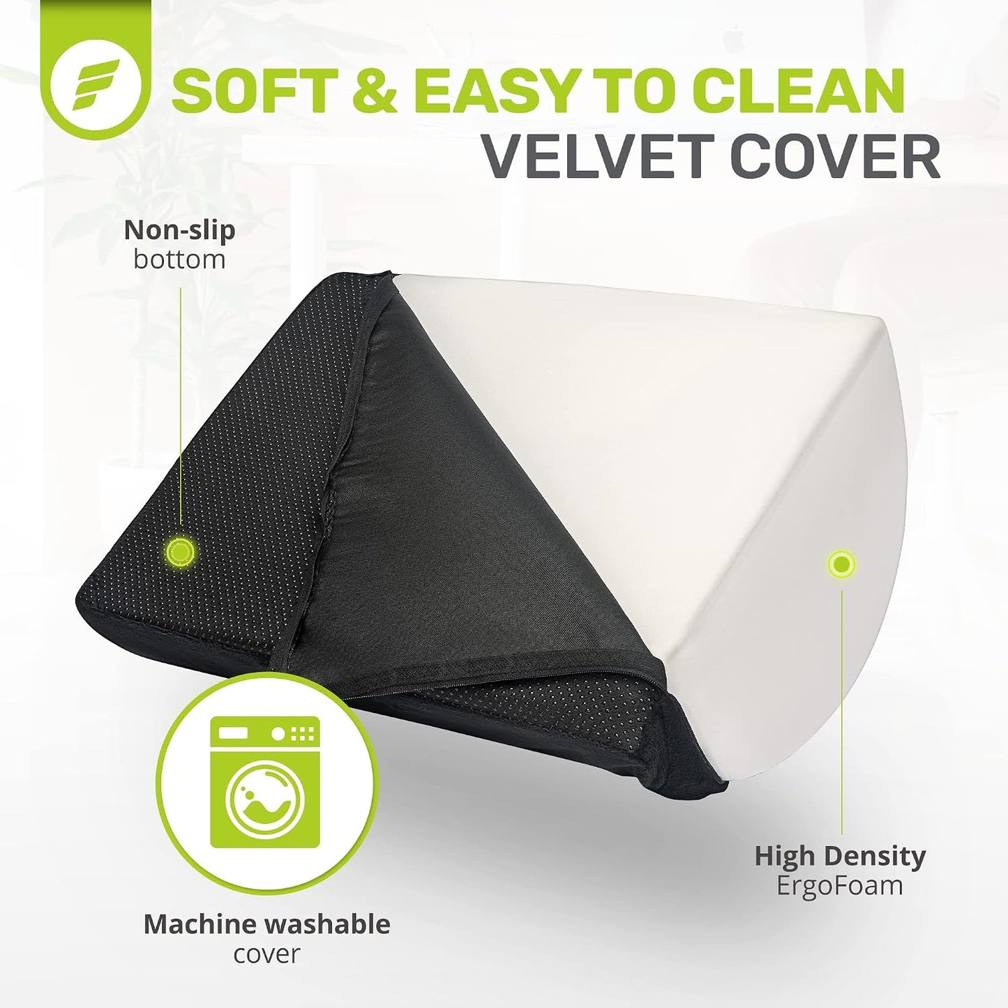 ErgoFoam Foot Rest for Under Desk at Work Adjustable - Chiropractor-Endorsed, High-Density Foam, Velvet (Black)