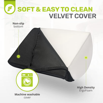 ErgoFoam Foot Rest for Under Desk at Work Adjustable - Chiropractor-Endorsed, High-Density Foam, Velvet (Black)