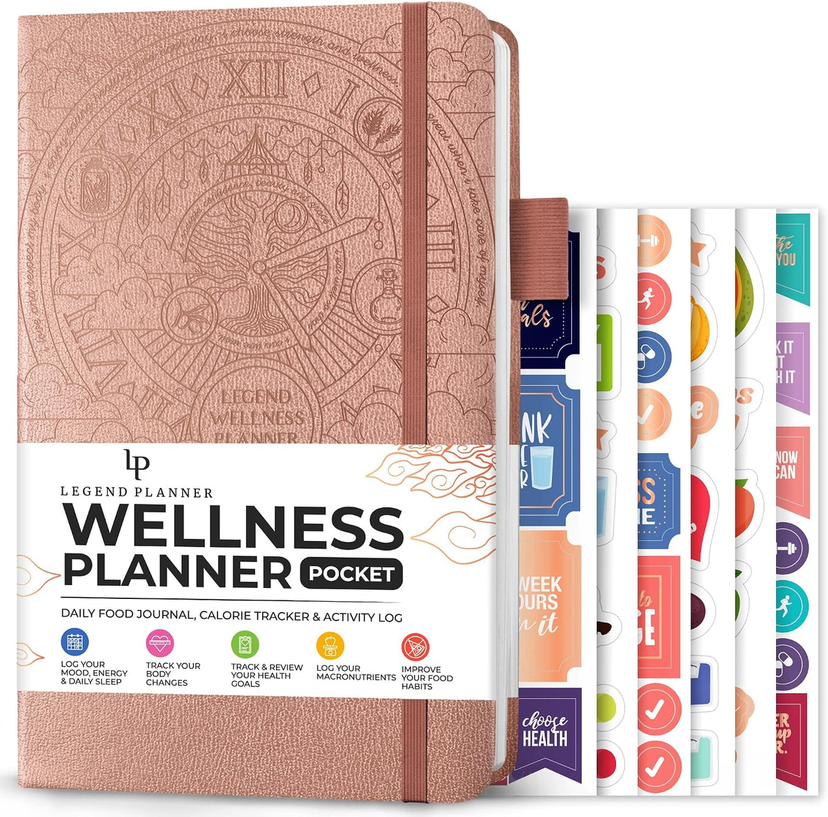 Legend Food Journal, Weight Loss & Meal Tracking Diary 5.8x8.3 Hot Pink