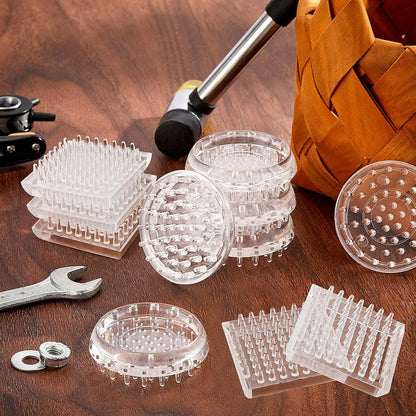 Queekay 8 Pcs Carpet Protector Spiked Plastic Caster Cups Round and Square Comfortable Touch Caster Cup Spiked Furniture Protector for Sofas, Tables, Chairs Offices Bookcases Other