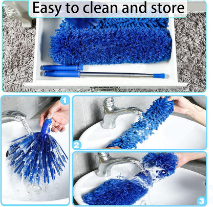 ZZ LAZYCOTTAGE 10 PCS Microfiber Feather Duster Kit, Dusters for Cleaning with Extension Pole, Retractable Bendable, Gap Dust Brush Blind Duster, for Cleaning Ceiling Fan, High Ceilings, Cars