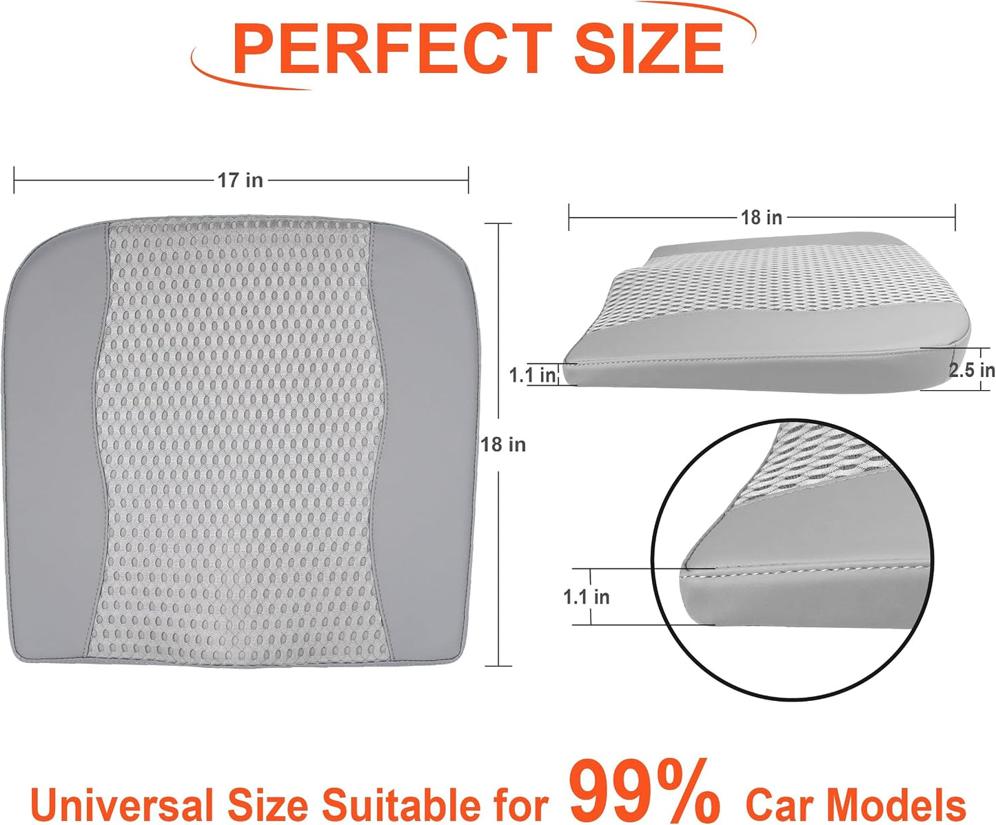 Lofty Aim Car Seat Cushion, Memory Foam Car Seat Cushions for Long Driving | Comfy Car Seat Pillow for Pain Relief, Driver Seat Cushion Adds Height, Butt Cushion for Car, Truck, Office Chair, Black