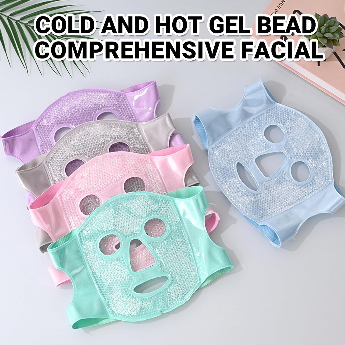 Cold and hot gel bead comprehensive facial mask is applicable to ,facial skin pulling, plastic surgery and laser surgery to restore puffiness, swelling, dark eye circles and headache (Purple)