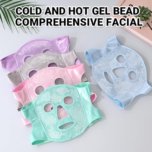 Cold and hot gel bead comprehensive facial mask is applicable to ,facial skin pulling, plastic surgery and laser surgery to restore puffiness, swelling, dark eye circles and headache (Purple)