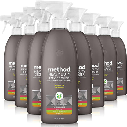 method Heavy Duty Degreaser, Lemongrass Scent, 28 fl oz | Cuts through Grease, Oil, Burnt-On Messes and Stubborn Splatters, For Use on Stove Tops, Range Hoods, Microwaves, and More