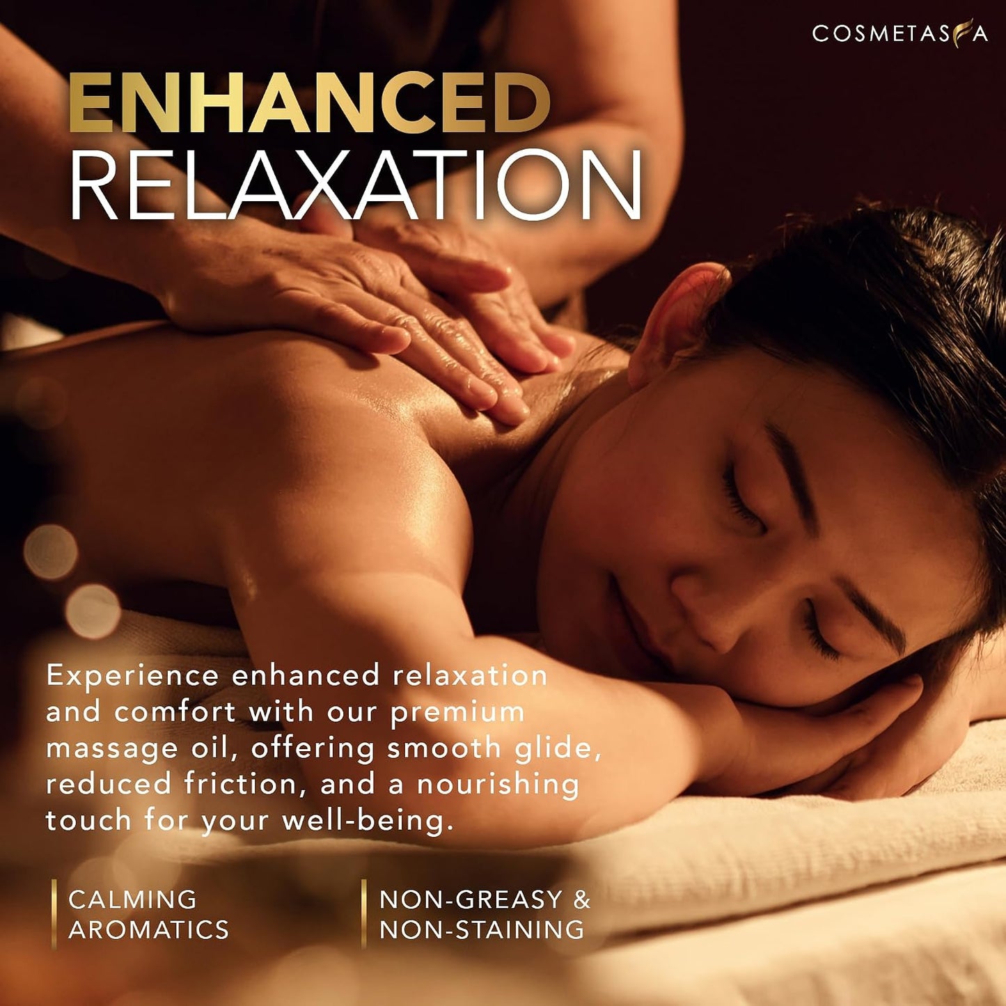 Cosmetasa Massage Oil for Sore Muscle Massage Therapy with Roller - All Natural, Cruelty-Free Massage Oils for Muscle Relaxing & Joint Comfort - Arnica Extract with Lavender & Chamomile Oil (8.8 oz)