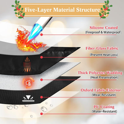 Fireplace Cover, Indoor Fireplace Blanket with Hook & Loop Tapes, Fireplace Draft Cover Stops Heat Loss, Fire Place Draft Stopper Cold Air Blocker Save Energy 39"x32" Black