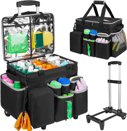Cleaning Caddy Bag, Extra Large Cleaning Supply Bag for Housekeepers,Black | Sturdy Cleaning Caddy Organizer for Cleaning Supplies with Handle and Adjustable Shouder Strap, Easy to Clean Design