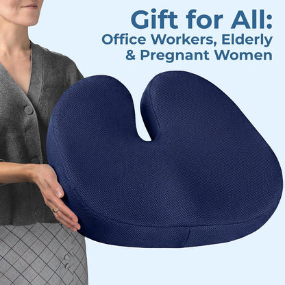 5 STARS UNITED Seat Cushion - Memory Foam Chair Cushion for Tailbone Pain Relief - Ergonomic Support for Coccyx, Sciatica & Butt - Office, Desk & Gaming Chair, Car Seat, Wheelchair, Airplane, Black