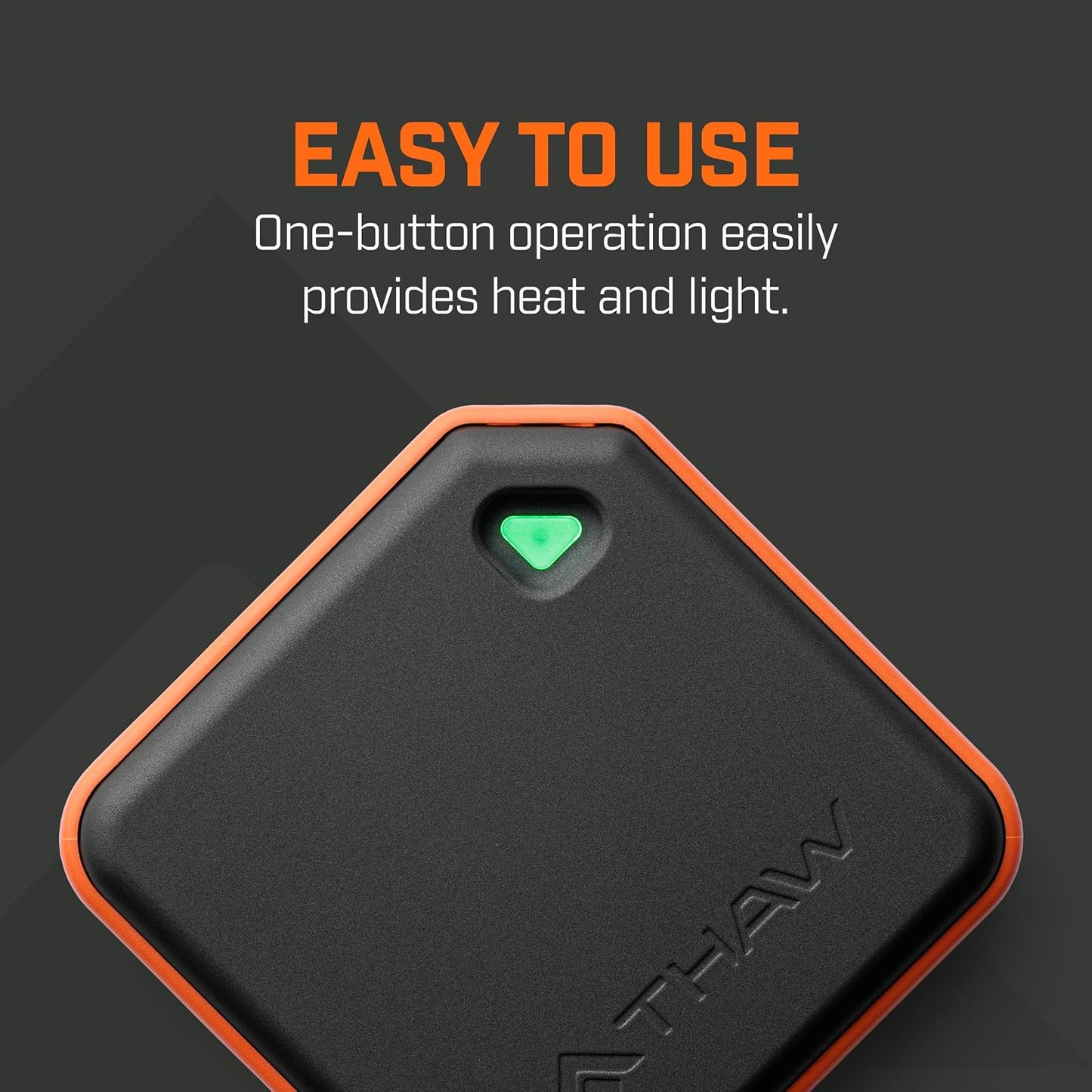 THAW Rechargeable Mini Hand Warmer | Double-Sided Heating, Up to 4 Hours, Rechargeable USB-C, Durable Impact-Resistant Construction, Integrated LED Light