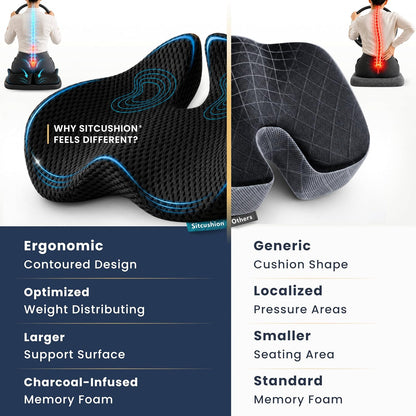 Car Seat Cushion for Driving, Sciatica Pain Relief Car Pillow and Seat Pad | Extra Large Driver Seat Cushion Offers Broad Car-Seat Coverage to Ease Hip and Tailbone Pressure During Long Drives (Black)