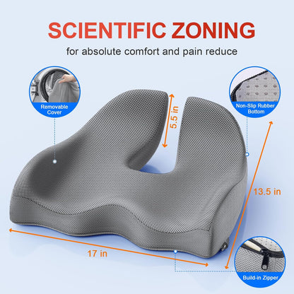 Benazcap Large Ergonomic Seat Cushion Relieves Sciatica & Tailbone Pain