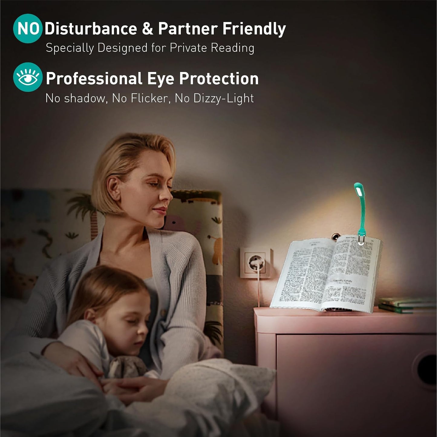 Slim Rechargeable Book Reading Light, Eye Caring LED with 4 Color Temperatures, Portable Clip on Book Light for Reading in Bed & Travelling. Prefect Elegant White Book Lover.(Black)