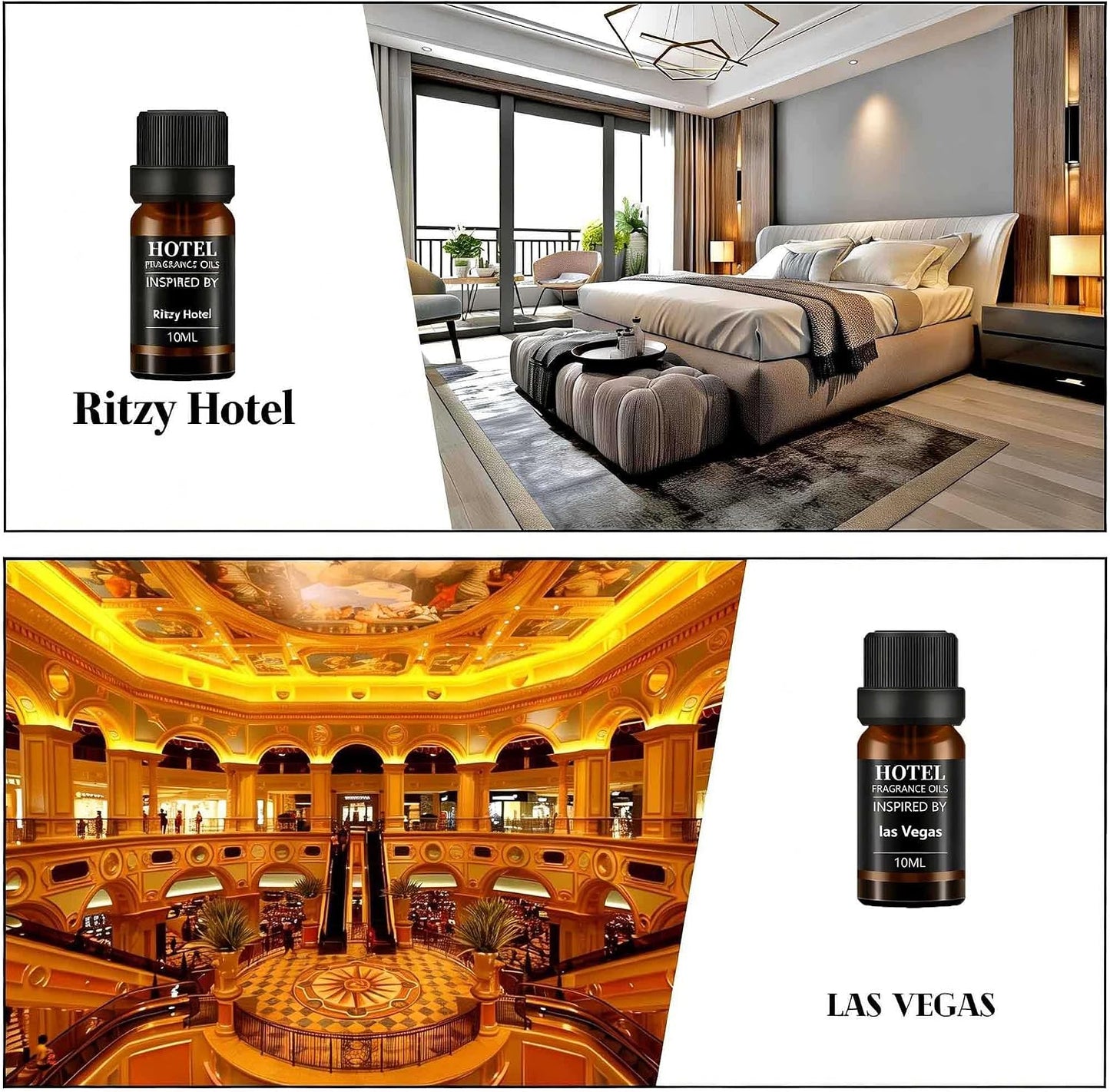 Hotel Collection Diffuser Essential Oil Gift Set,Hotel Scents for Home,Stress Relief Air Freshening,My Way,The Beach Villas and Other Luxury Hotel Scents Waterless Essential Oil Diffuser