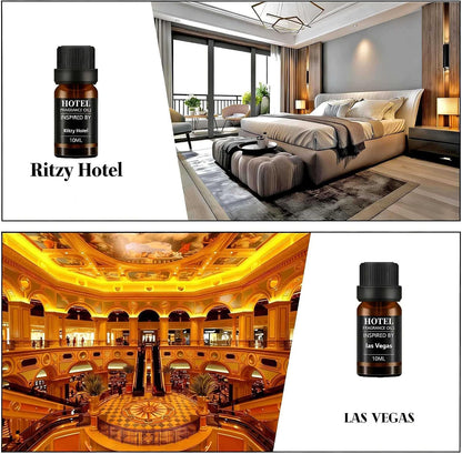 Hotel Collection Diffuser Essential Oil Gift Set,Hotel Scents for Home,Stress Relief Air Freshening,My Way,The Beach Villas and Other Luxury Hotel Scents Waterless Essential Oil Diffuser
