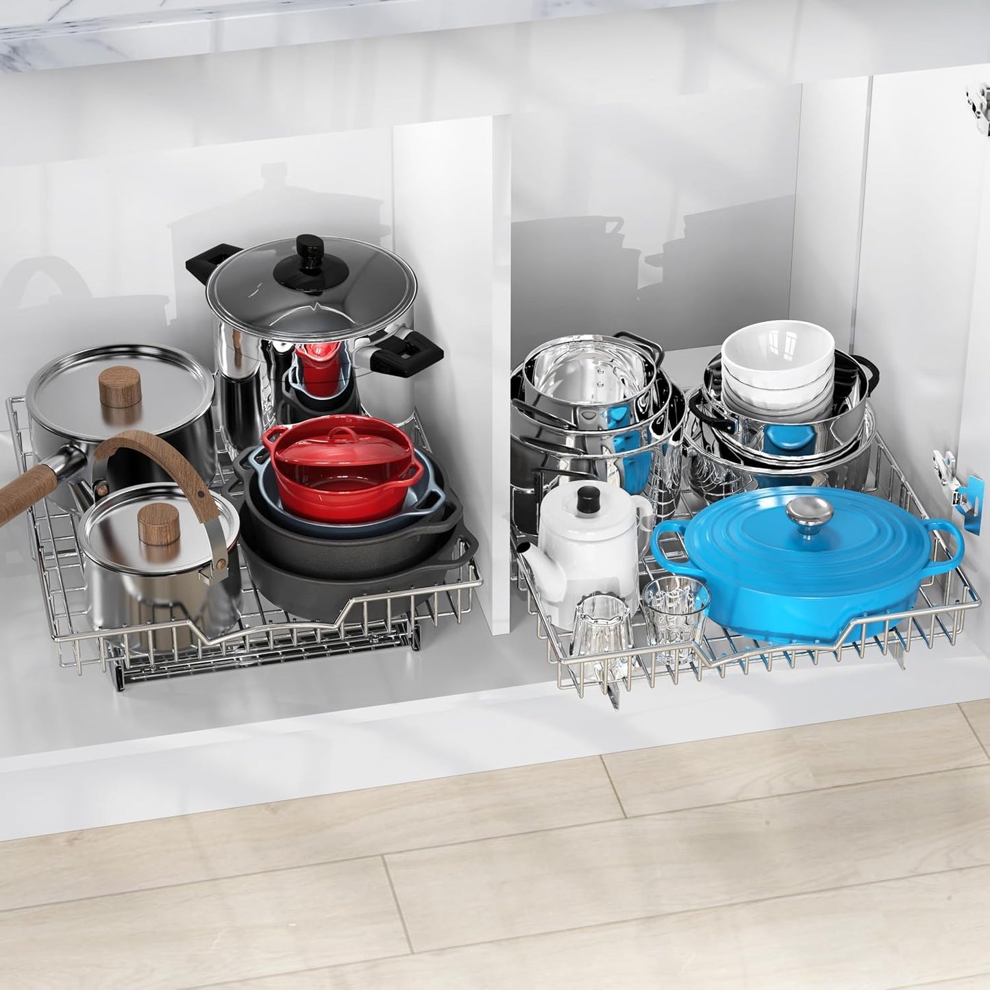Simple Houseware Under Cabinet Pull Out Sliding Shelf, 21" Dx11 W, Chrome