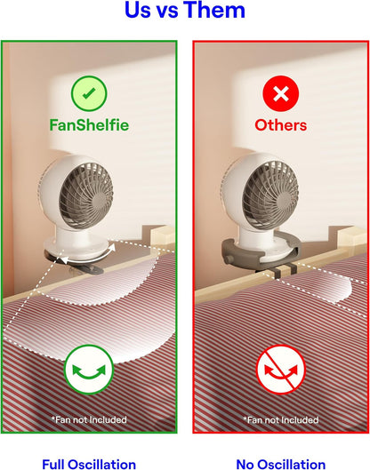 Smallish FanShelfie Adjustable Fan Holder for Dorm Room - White