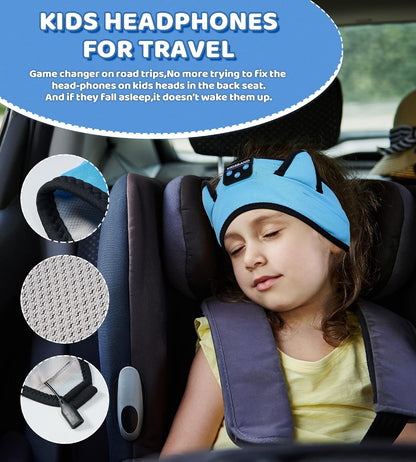 KIDSBAND Kids Bluetooth Headphones, Sleep Headband [Wireless & Wired Playback 2in1] Foldable Headphones for School/Travel/Tablet/Sleep